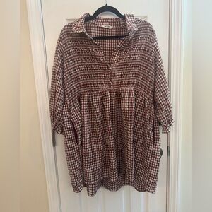 DAY + MOON Plaid Smocked Mini Dress Size Large
